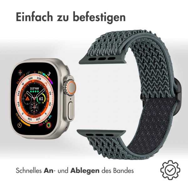 imoshion Elastische Nylonarmband für das Apple Watch Series 1-10 / SE / Ultra (2) - 42/44/45/46/49 mm - Dunkelgrau