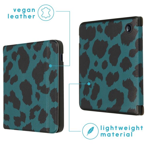 imoshion Design Slim Hard Sleepcover mit Stand für das Kobo Libra 2 / Tolino Vision 6 - Green Panther