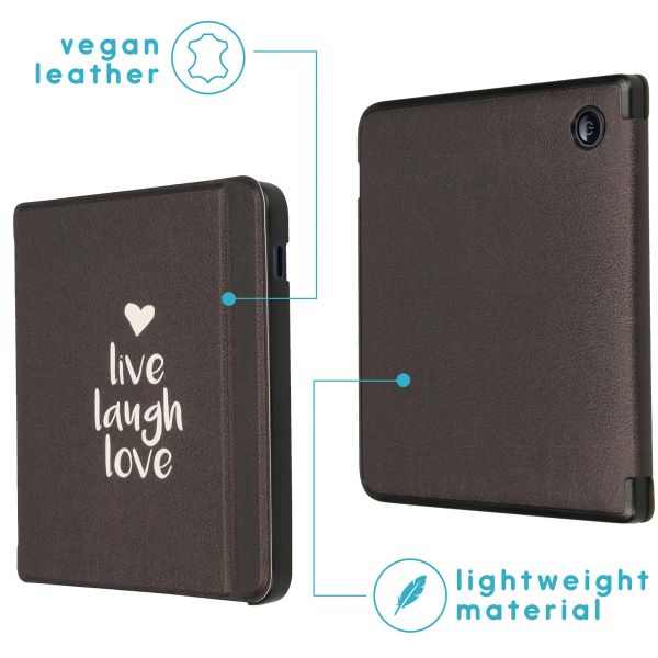 imoshion Design Slim Hard Sleepcover mit Stand für das Kobo Libra 2 / Tolino Vision 6 - Live Laugh Love