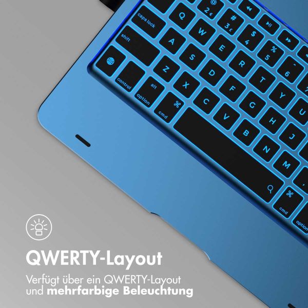 Accezz 360 Slim Keyboard Bookcase QWERTY für das iPad 10.2 Zoll (2019/2020/2021) / Air 5 (2022) / Air 4 (2020) / iPad Pro 10.5 (2017) - Dunkelblau