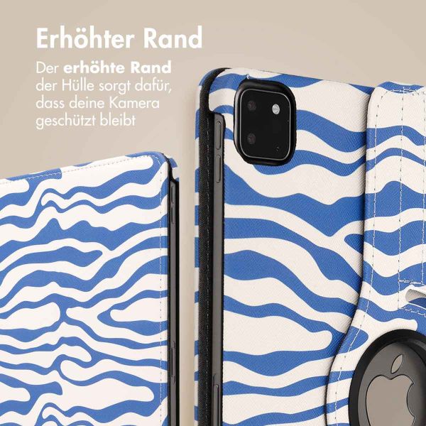 imoshion 360° drehbare Design Klapphülle für das iPad Pro 11 (2018 - 2022) - White Blue Stripes