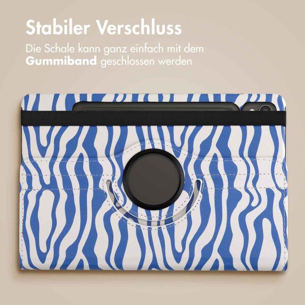 imoshion 360° drehbare Design Klapphülle für das Samsung Galaxy Tab S9 11.0 Zoll - White Blue Stripes