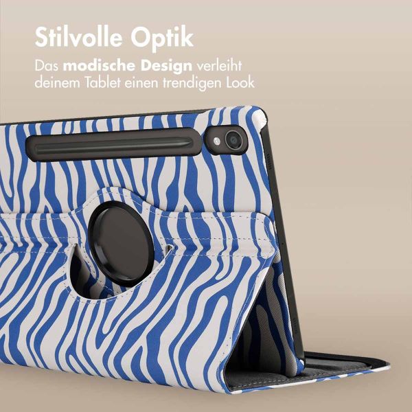 imoshion 360° drehbare Design Klapphülle für das Samsung Galaxy Tab S9 11.0 Zoll - White Blue Stripes