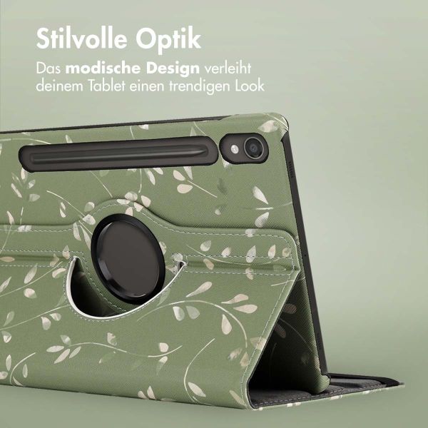 imoshion 360° drehbare Design Klapphülle für das Samsung Galaxy Tab S9 11.0 Zoll - Green Flowers