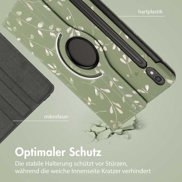 imoshion 360° drehbare Design Klapphülle für das Samsung Galaxy Tab S9 11.0 Zoll - Green Flowers