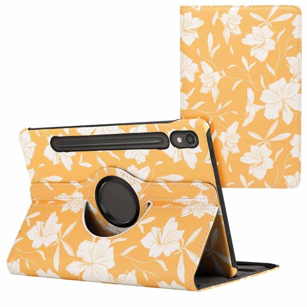 imoshion 360° drehbare Design Klapphülle für das Samsung Galaxy Tab S9 11.0 Zoll - Yellow Flowers