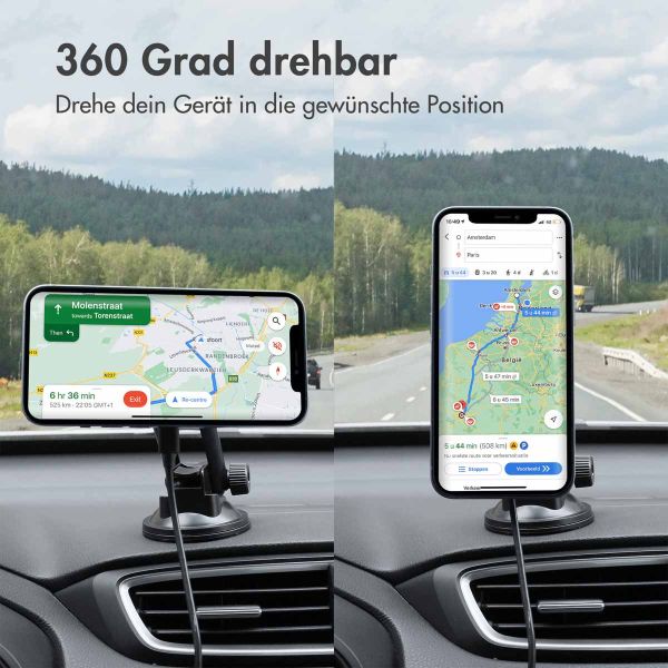 Accezz Handyhalterung für das Auto - MagSafe - Kabelloses Ladegerät - Universell - Armaturenbrett und Windschutzscheibe - Schwarz