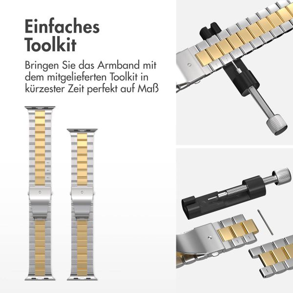 imoshion Edelstahlarmband für das Apple Watch Series 1-9 / SE - 38/40/41 mm / Series 10 - 42 mm - Silber / Gold