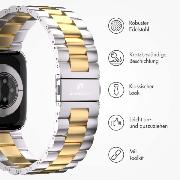 imoshion Edelstahlarmband für das Apple Watch Series 1-9 / SE - 38/40/41 mm / Series 10 - 42 mm - Silber / Gold