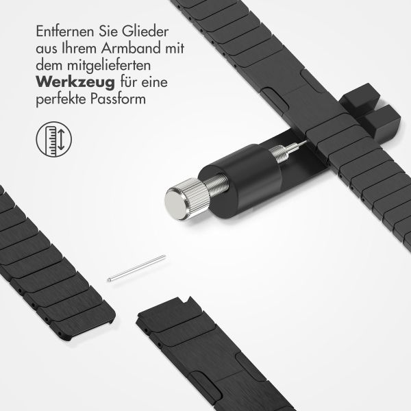 Selencia Gliederarmband aus Edelstahl für die Apple Watch Series 1-9 / SE - 38/40/41 mm / Series 10 - 42 mm - Schwarz