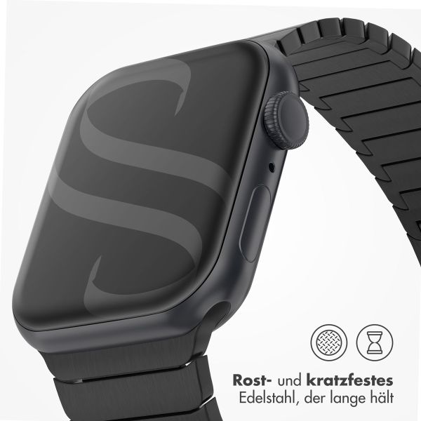 Selencia Gliederarmband aus Edelstahl für die Apple Watch Series 1-9 / SE - 38/40/41 mm / Series 10 - 42 mm - Schwarz