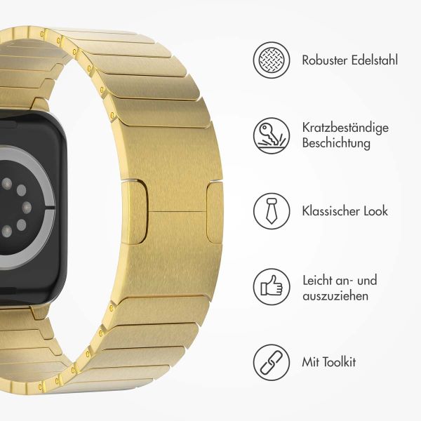 Selencia Gliederarmband aus Edelstahl für die Apple Watch Series 1-9 / SE - 38/40/41 mm / Series 10 - 42 mm - Gold