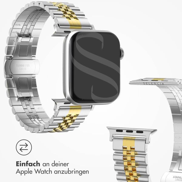 Selencia Jubilee-Edelstahlarmband für die Apple Watch Series 1-9 / SE - 38/40/41 mm / Series 10 - 42 mm - Silber / Gold