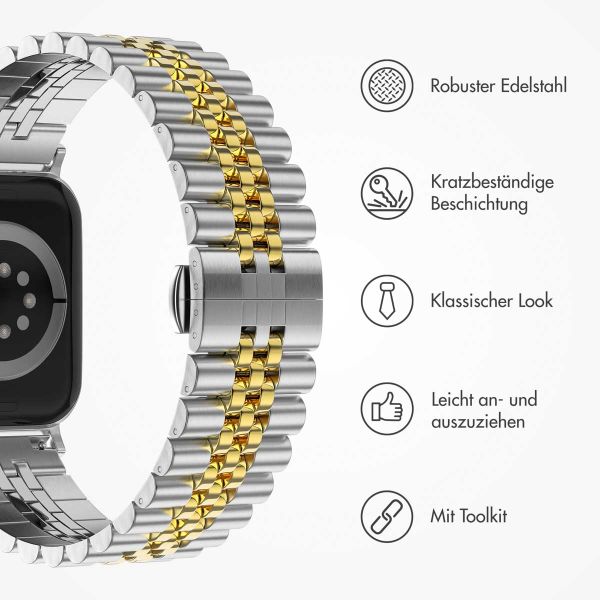 Selencia Jubilee-Edelstahlarmband für die Apple Watch Series 1-9 / SE - 38/40/41 mm / Series 10 - 42 mm - Silber / Gold