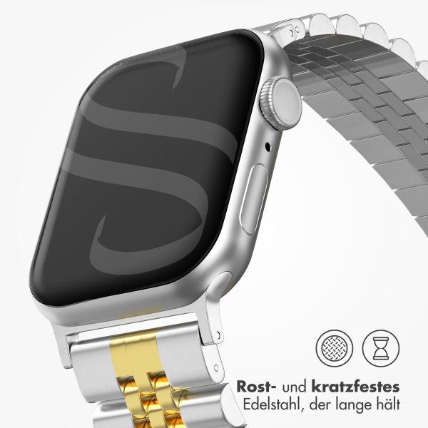 Selencia Jubilee-Edelstahlarmband für die Apple Watch Series 1-9 / SE - 38/40/41 mm / Series 10 - 42 mm - Silber / Gold