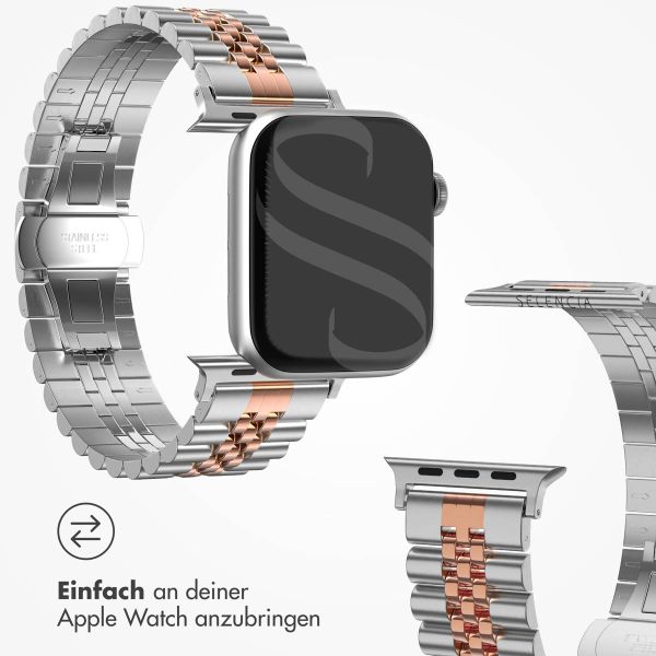 Selencia Jubilee-Edelstahlarmband für die Apple Watch Series 1-9 / SE - 38/40/41 mm / Series 10 - 42 mm - Silber / Rose Gold