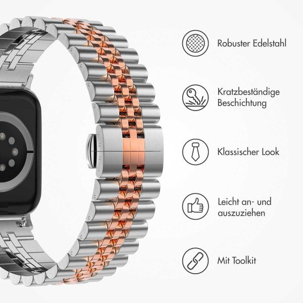 Selencia Jubilee-Edelstahlarmband für die Apple Watch Series 1-9 / SE - 38/40/41 mm / Series 10 - 42 mm - Silber / Rose Gold