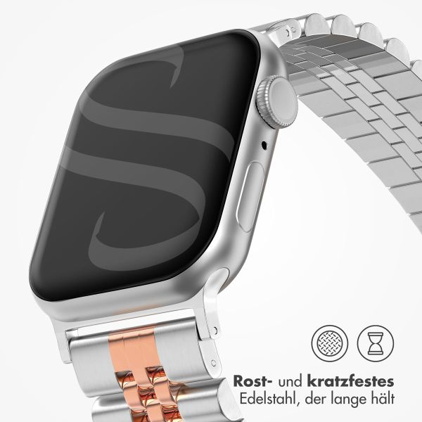 Selencia Jubilee-Edelstahlarmband für die Apple Watch Series 1-9 / SE - 38/40/41 mm / Series 10 - 42 mm - Silber / Rose Gold