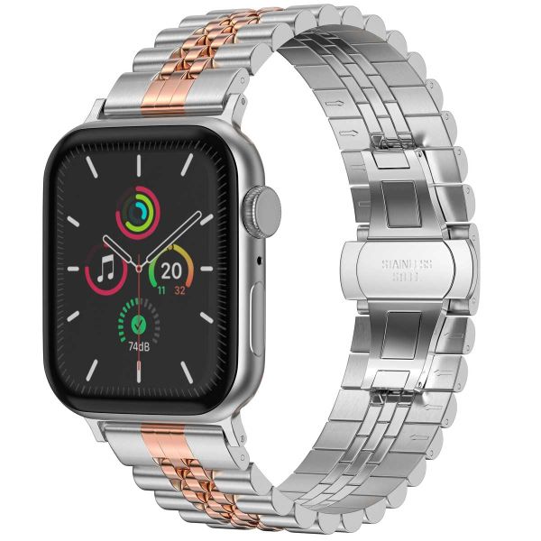 Selencia Jubilee-Edelstahlarmband für die Apple Watch Series 1-9 / SE - 38/40/41 mm / Series 10 - 42 mm - Silber / Rose Gold