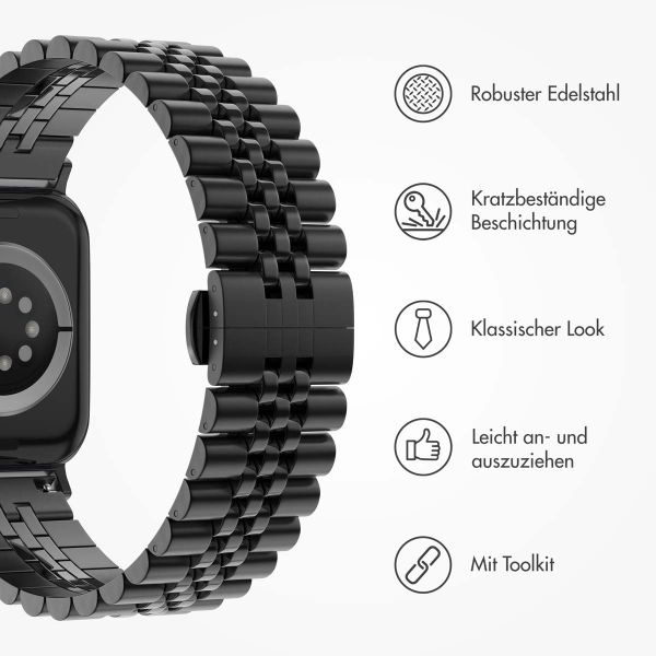 Selencia Jubilee-Edelstahlarmband für die Apple Watch Series 1-9 / SE - 38/40/41 mm / Series 10 - 42 mm - Schwarz