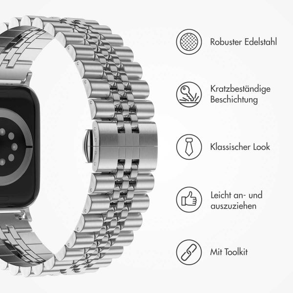 Selencia Jubilee-Edelstahlarmband für die Apple Watch Series 1-9 / SE - 38/40/41 mm / Series 10 - 42 mm - Silber