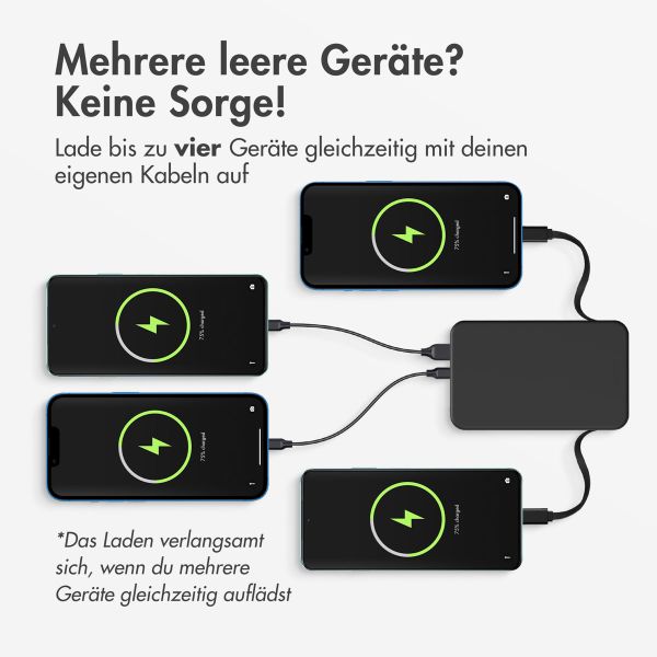 Accezz Powerbank 10.000 mAh mit integrierten Kabeln – Schwarz