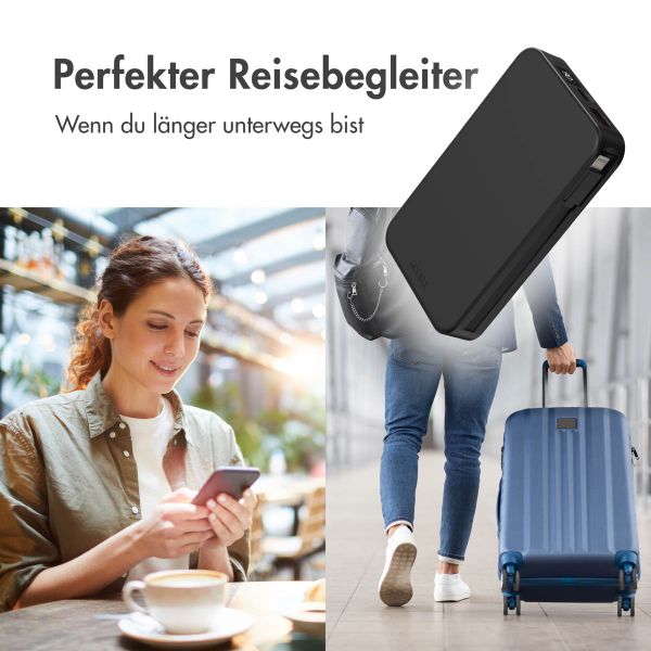 Accezz Powerbank 10.000 mAh mit integrierten Kabeln – Schwarz