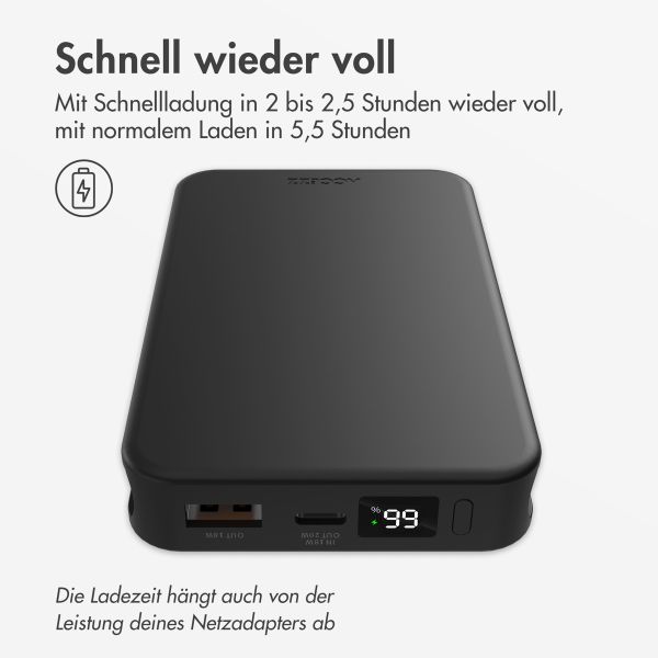 Accezz Powerbank 10.000 mAh mit integrierten Kabeln – Schwarz