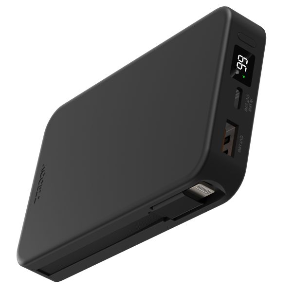 Accezz Powerbank 10.000 mAh mit integrierten Kabeln – Schwarz