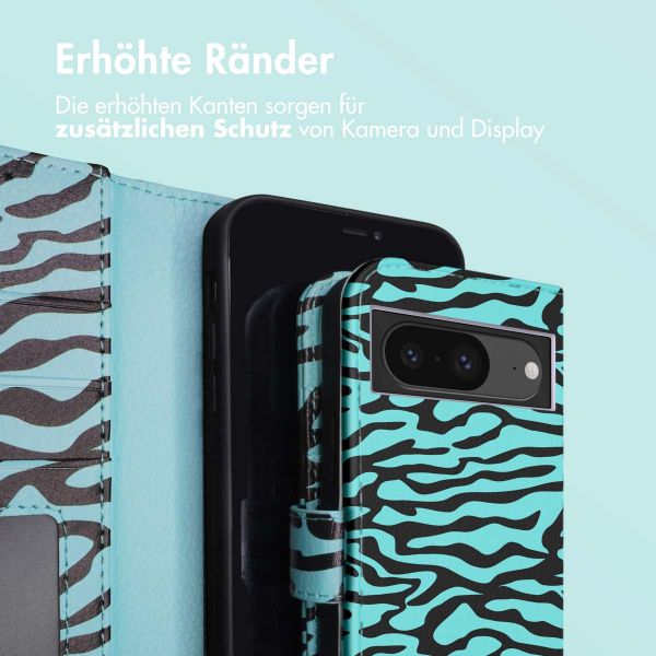 iMoshion Design Klapphülle für das Google Pixel 8a - Black Blue Stripes