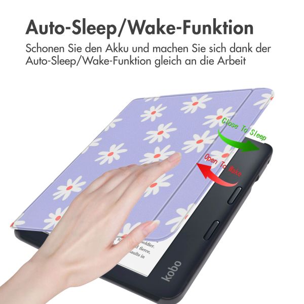 imoshion Design Slim Hard Case Sleepcover mit Stand für das Kobo Libra 2 / Tolino Vision 6 - Flowers Distance