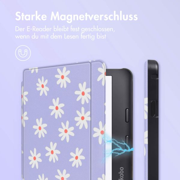 imoshion Design Slim Hard Case Sleepcover mit Stand für das Kobo Libra 2 / Tolino Vision 6 - Flowers Distance