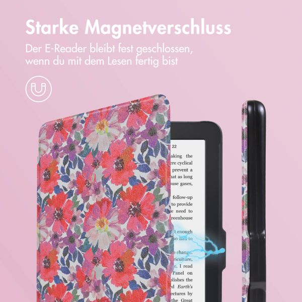 imoshion Design Slim Hard Case Sleepcover für das Kobo Clara 2E / Tolino Shine 4 - Flower Watercolor