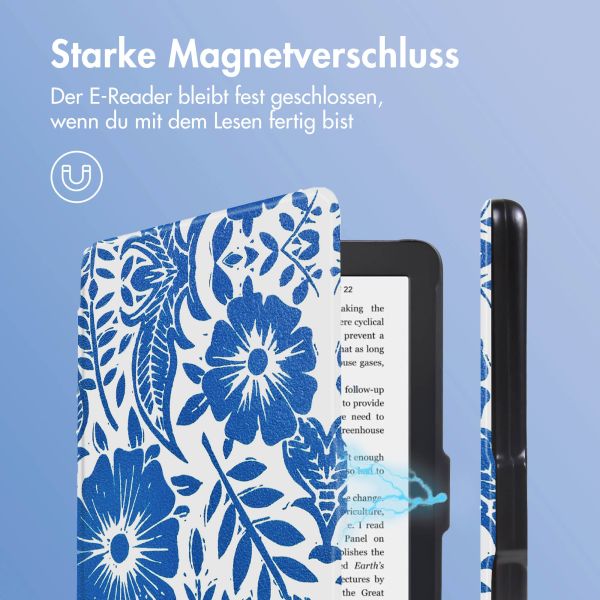 imoshion Design Slim Hard Case Sleepcover für das Kobo Clara 2E / Tolino Shine 4 - Flower Tile