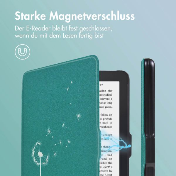 imoshion Design Slim Hard Case Sleepcover für das Kobo Clara 2E / Tolino Shine 4 - Green Dandelion