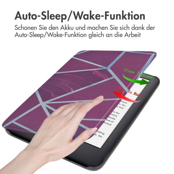 imoshion Design Slim Hard Case Sleepcover für das Amazon Kindle (2022) 11th gen - Bordeaux Graphic