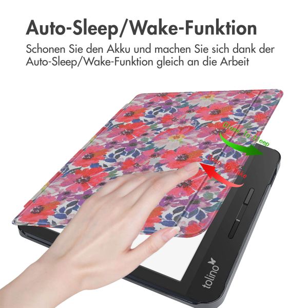 imoshion Design Slim Hard Case Sleepcover mit Stand für das Tolino Vision 5 - Flower Watercolor