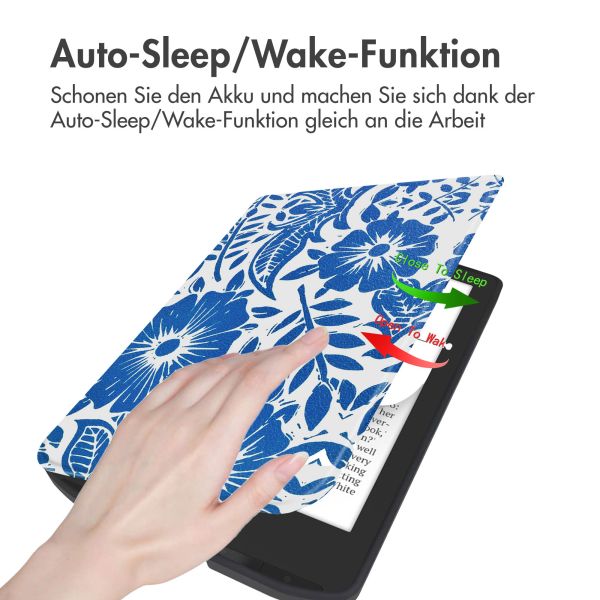 imoshion Design Slim Soft Case Sleepcover für das Pocketbook Verse / Verse Pro / Vivlio Light / Light HD - Flower Tile