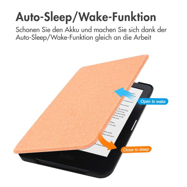 imoshion Canvas Sleepcover Klapphülle für das Kobo Clara HD - Peach