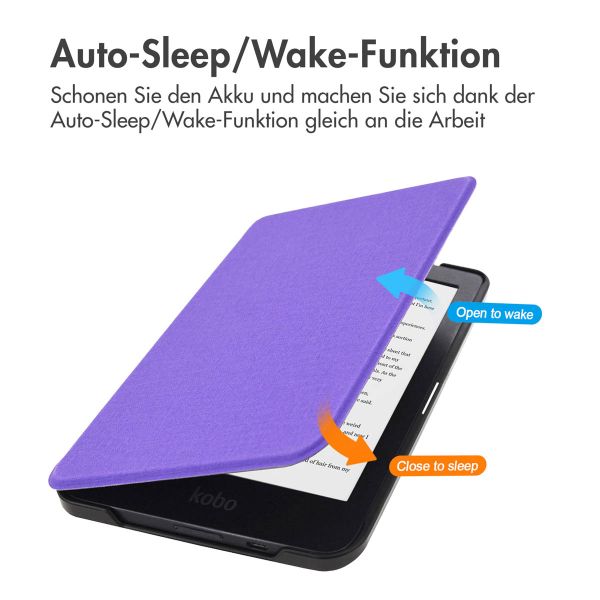 imoshion Canvas Sleepcover Klapphülle für das Kobo Clara HD - Violett