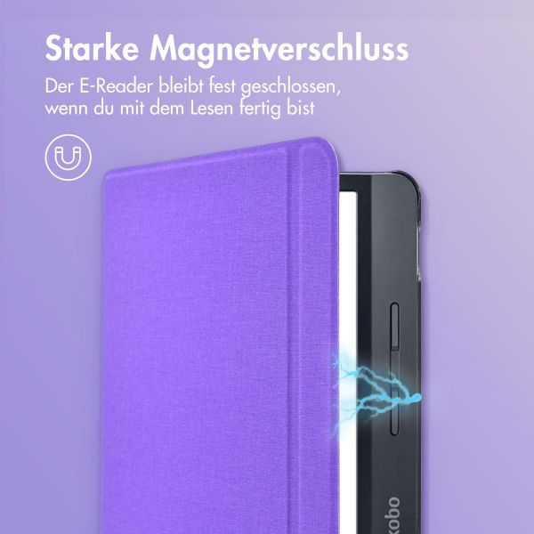 imoshion Canvas Sleepcover Klapphülle mit Stand für das Kobo Libra H2O - Violett