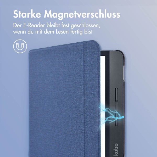 imoshion Canvas Sleepcover Klapphülle mit Stand für das Kobo Libra H2O - Dunkelblau