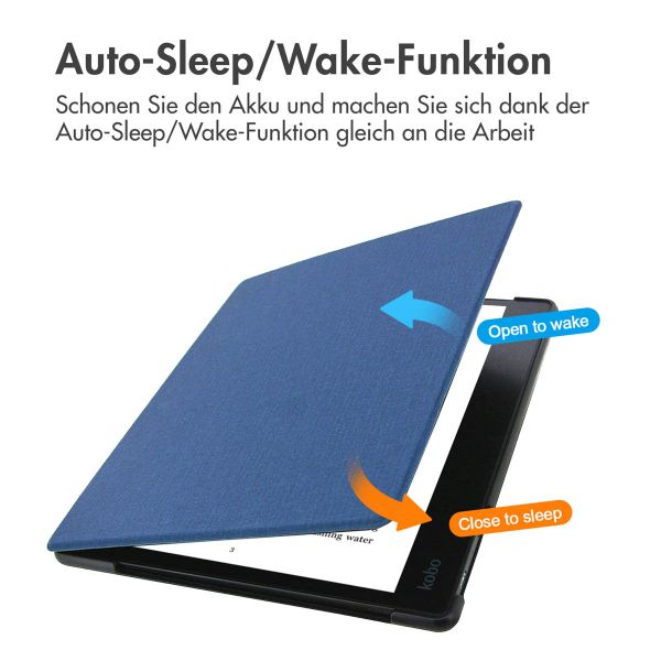 imoshion Canvas Sleepcover Klapphülle für das Kobo Elipsa 2E - Dunkelblau