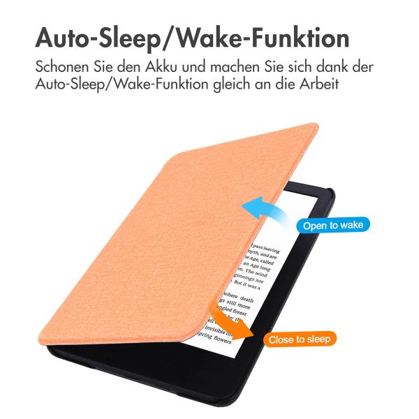 imoshion Canvas Sleepcover Klapphülle für das Amazon Kindle (2022) 11th gen - Peach