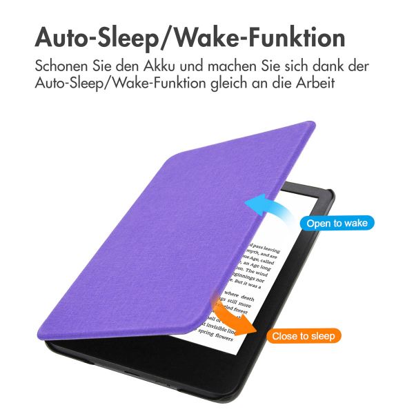 imoshion Canvas Sleepcover Klapphülle für das Amazon Kindle (2022) 11th gen - Violett