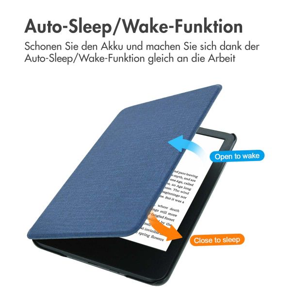 imoshion Canvas Sleepcover Klapphülle für das Amazon Kindle (2022) 11th gen - Dunkelblau