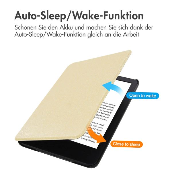 imoshion Canvas Sleepcover Klapphülle für das Amazon Kindle (2022) 11th gen - Glitter Gold