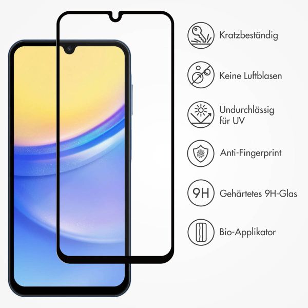 Accezz Vollflächige Schutzfolie aus gehärtetem Glas mit Applikator für das Samsung Galaxy A15 (5G/4G)