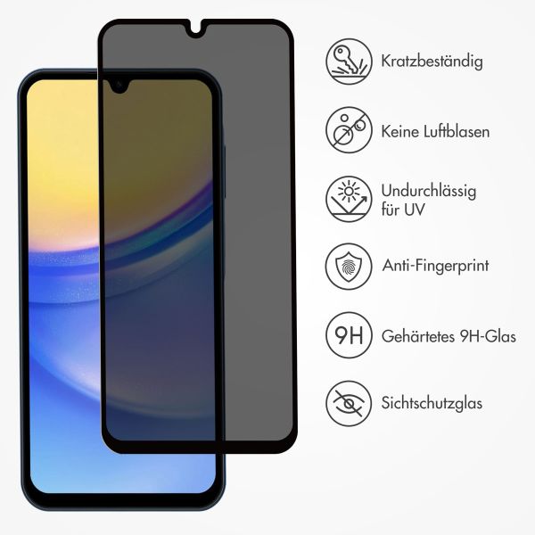 Accezz Privacy Displayschutz aus gehärtetem Glas für das Samsung Galaxy A15 (5G/4G)