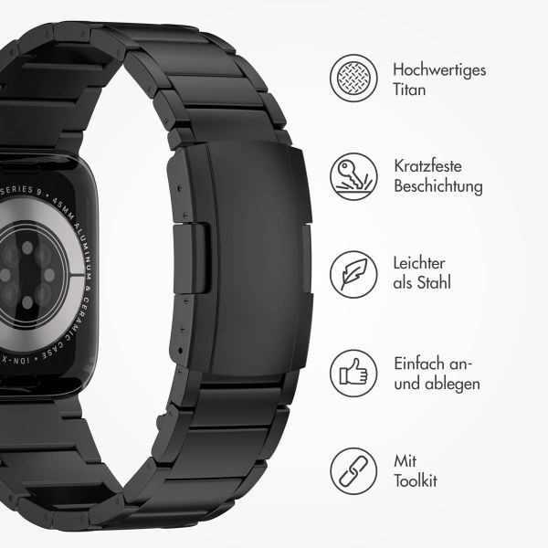 Accezz Mattes Titanstahlarmband für die Apple Watch Series 1-9 / SE – 38/40/41 mm – Schwarz
